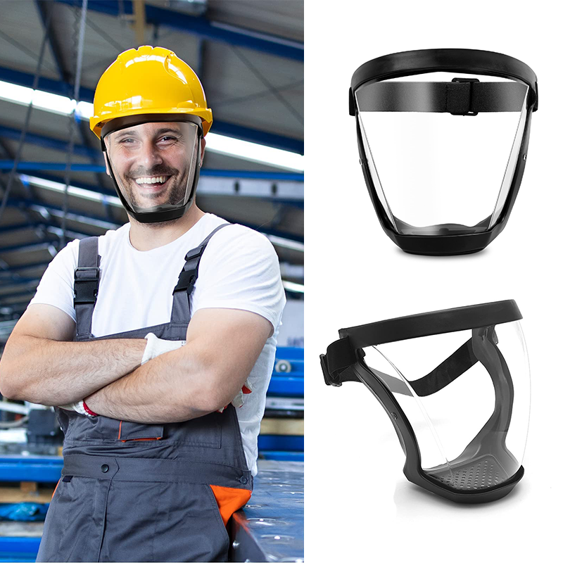 Unisex anti-fog face shield for comprehensive work protection against dust, splashes, and airborne particles.