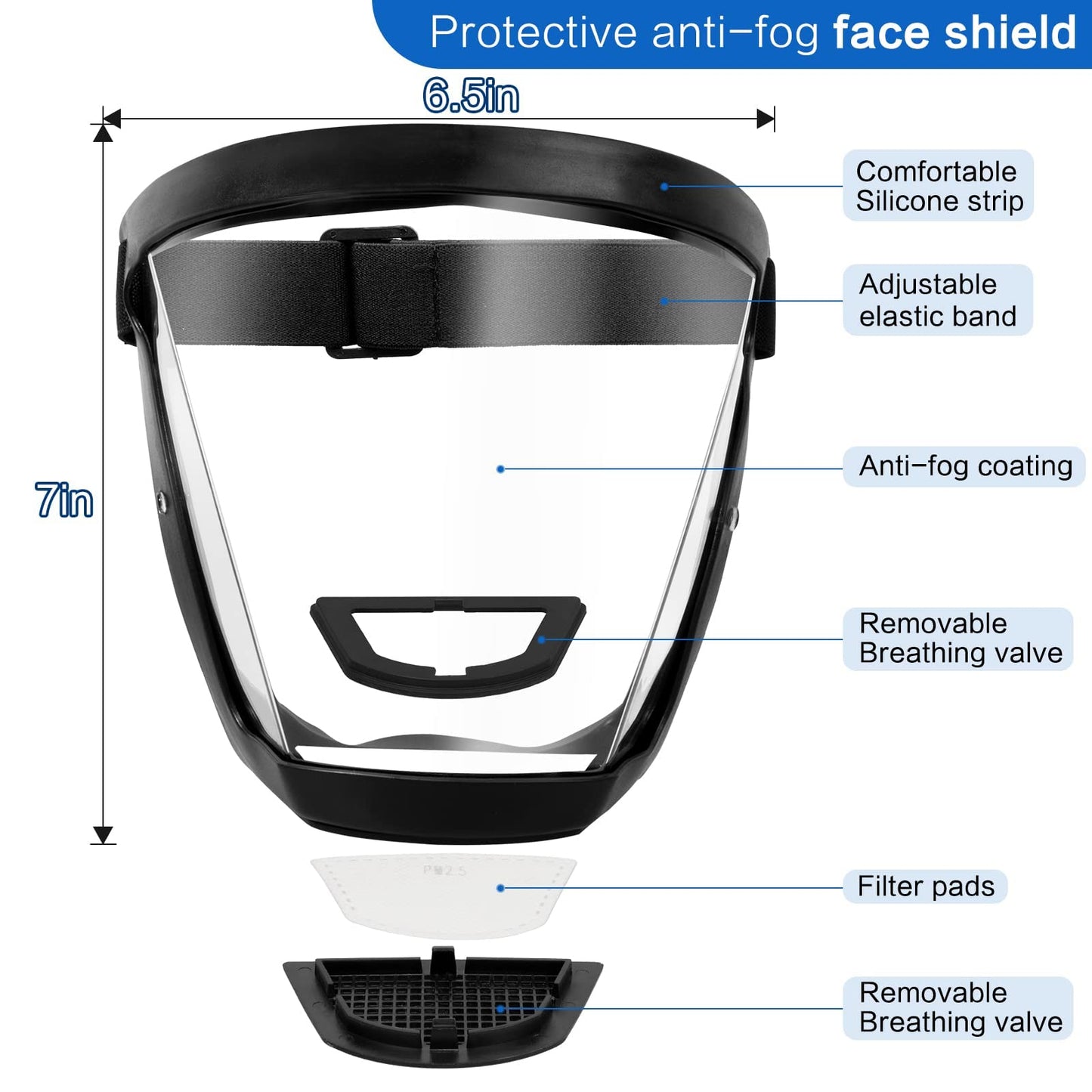 Clear anti-fog face shield with full-face coverage, ideal personal safety gear for various work environments.