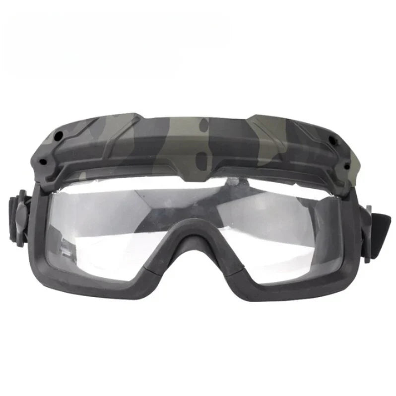 Anti-fog tactical goggles with ventilation system, ensuring clear vision during intense activity.