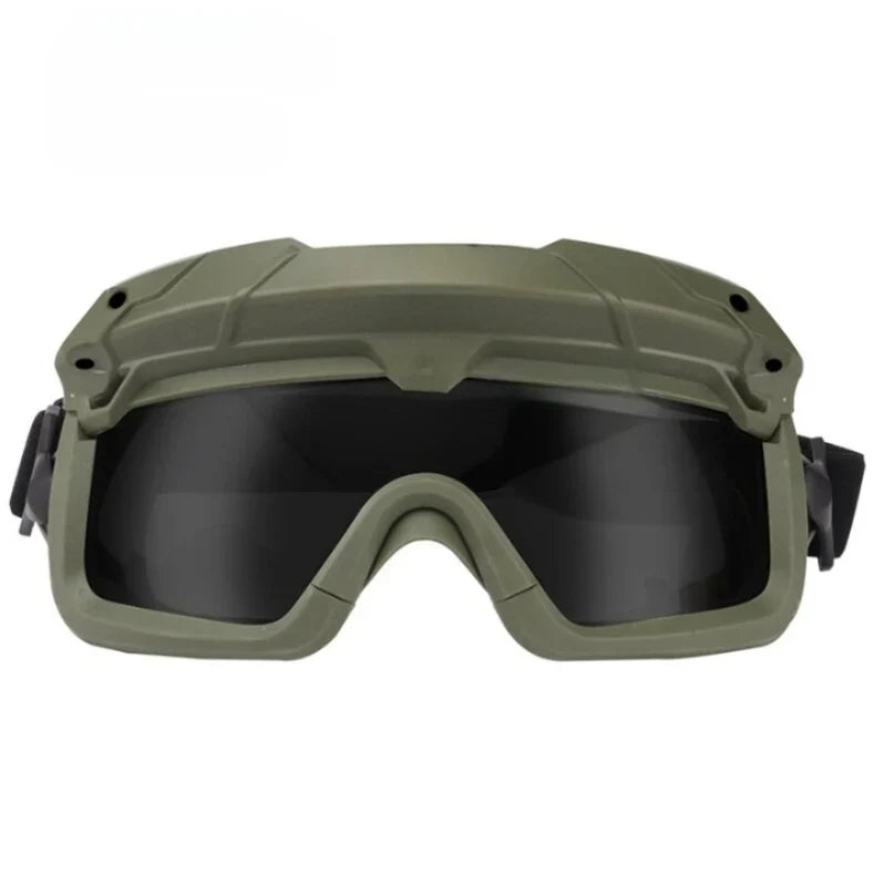 Protective tactical goggles with adjustable strap, suitable for hunting, cycling, and hiking.