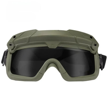 Protective tactical goggles with adjustable strap, suitable for hunting, cycling, and hiking.