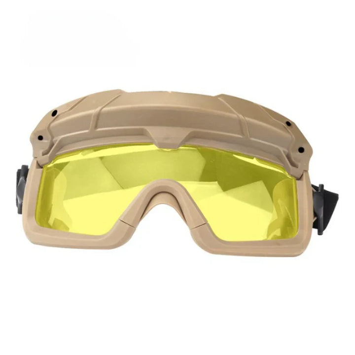 Side view of anti-fog tactical goggles, emphasizing ergonomic design for comfortable wear.