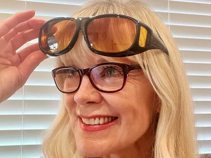 Stylish unisex night driving eyewear, designed for anti-glare vision safety and reduced eye strain.