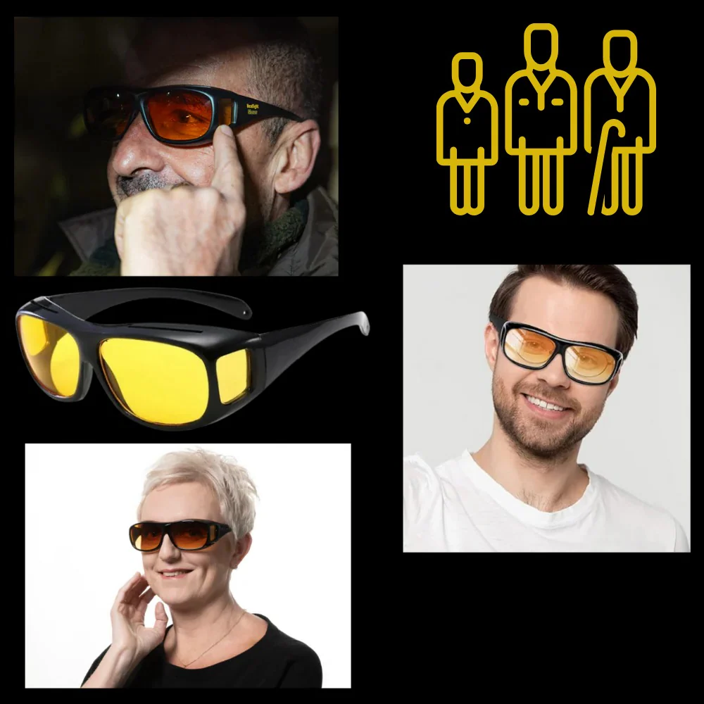 Clear vision anti-glare night driving glasses, essential car accessories for driver safety.