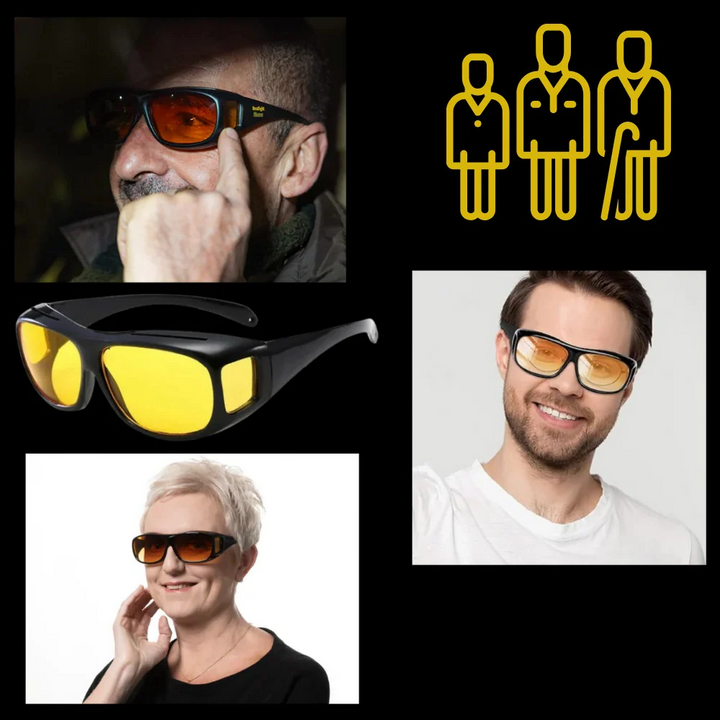 Clear vision anti-glare night driving glasses, essential car accessories for driver safety.