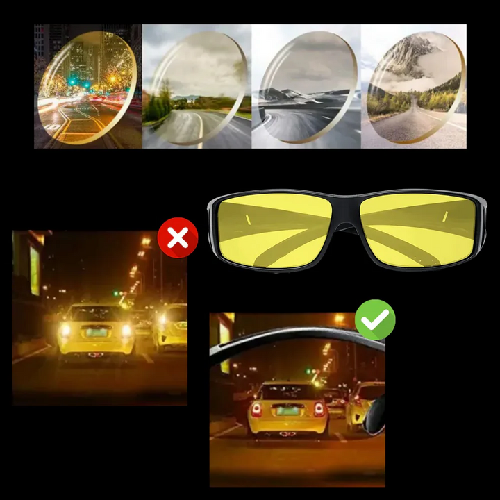 Enhanced night vision glasses for drivers, providing anti-glare and improved clarity.