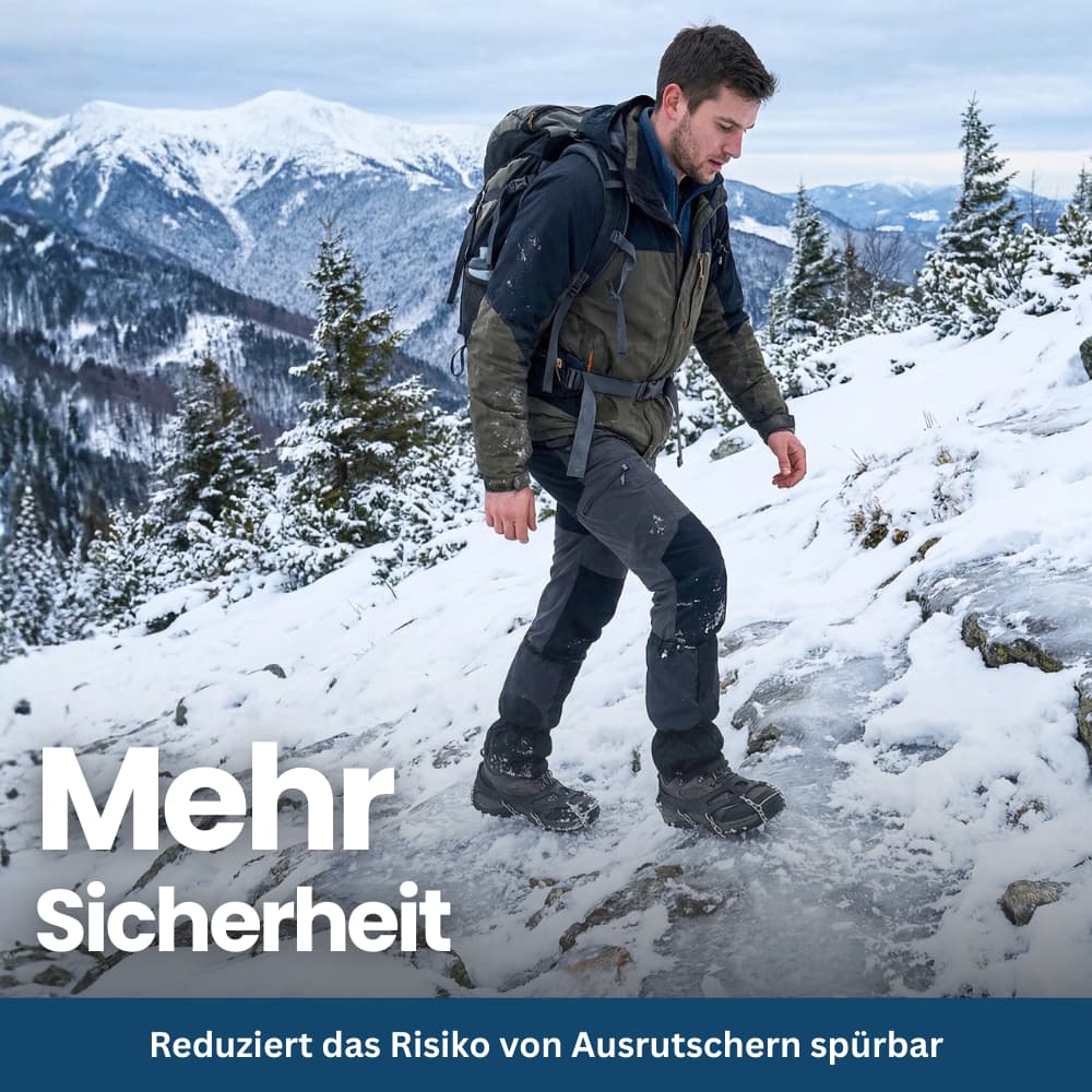 Unisex ice cleats offering reliable grip on slippery surfaces, perfect for winter hiking and walking safety