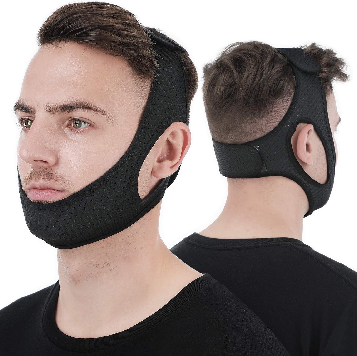 Unisex anti-snoring chin strap for sleep apnea relief & restful nights. Adjustable & comfortable sleep aid.