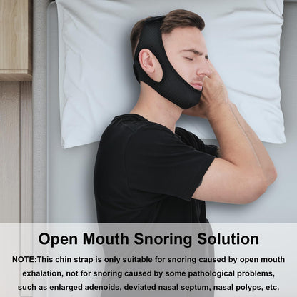 Comfortable, adjustable anti-snoring chin strap for improved breathing & peaceful sleep. Sleep apnea solution.