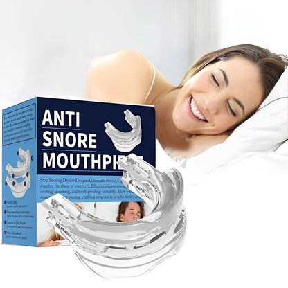 Unisex anti-snoring sleep apnea mouth guard for comfortable nighttime wear. Reusable oral appliance sleep aid.