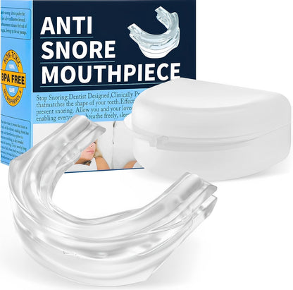Comfortable anti-snoring mouthpiece for sleep apnea. Effective reusable sleep aid & snoring solution for better health.