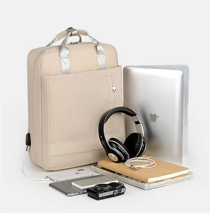 Multifunctional anti-theft backpack featuring hidden zippers, USB charging, and ample space for all essentials.