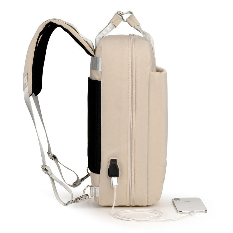 Durable Oxford fabric anti-theft backpack, weather-resistant and secure for daily commutes and extended travel.