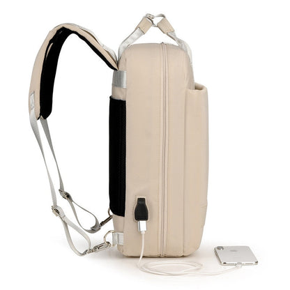 Durable Oxford fabric anti-theft backpack, weather-resistant and secure for daily commutes and extended travel.