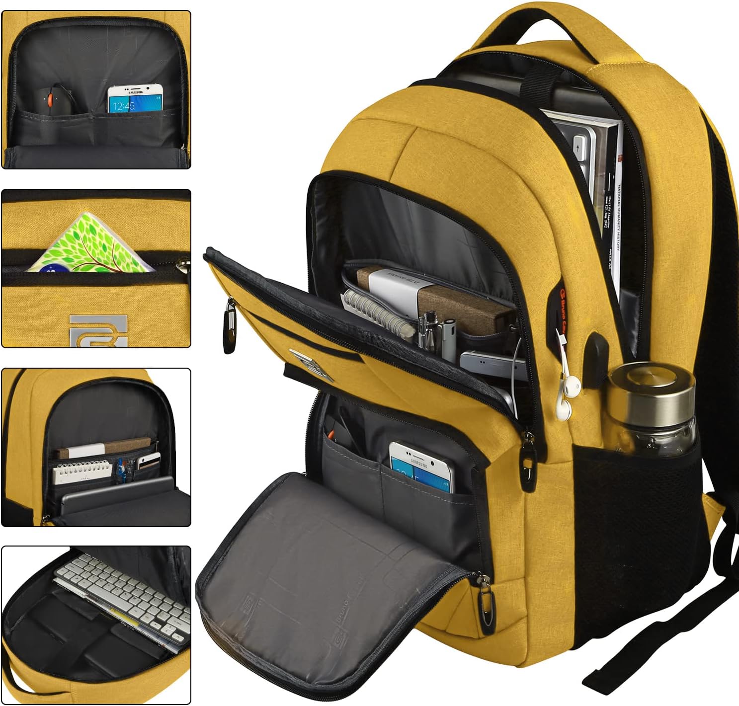 Anti-theft travel backpack, water-resistant with USB port, ideal for short trips & security.