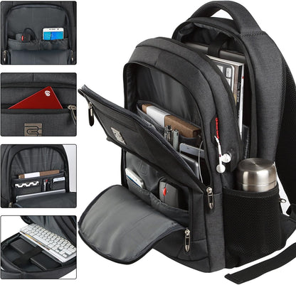 Sleek anti-theft commuter backpack with USB port for charging devices on the go securely.