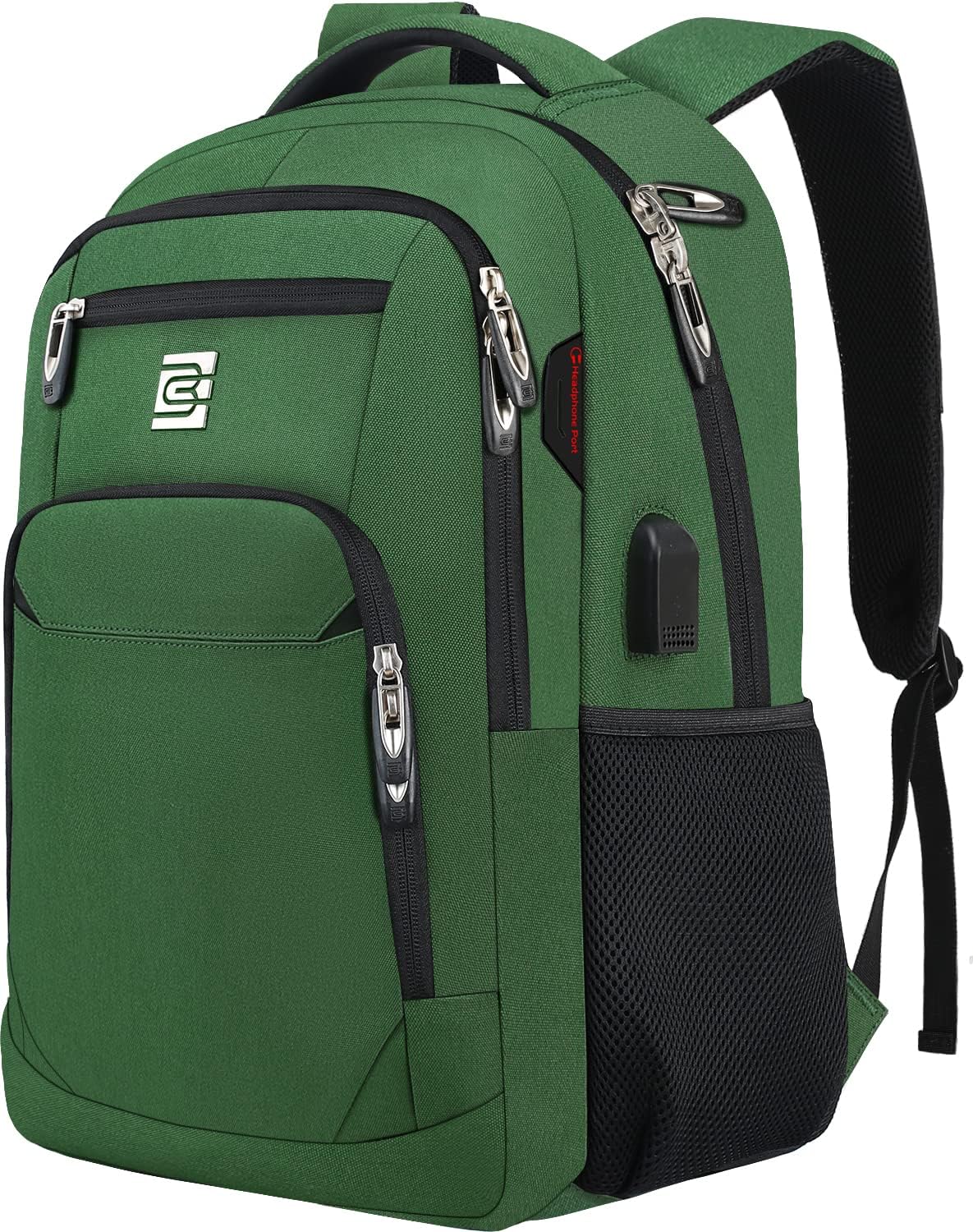 Padded laptop compartment anti-theft backpack with USB charging for safe tech carry.