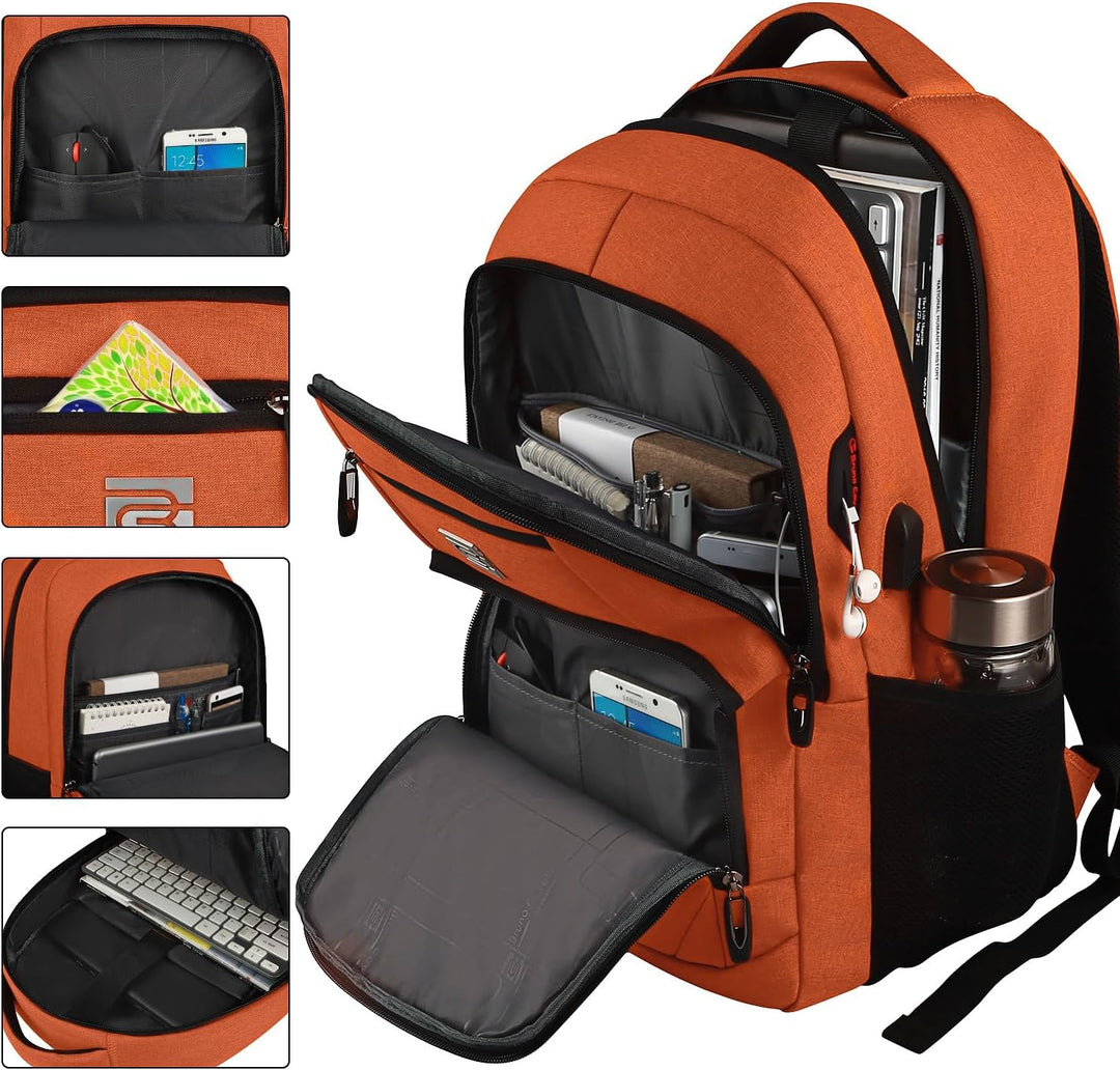 Functional anti-theft backpack for daily use, features hidden pockets & USB port.