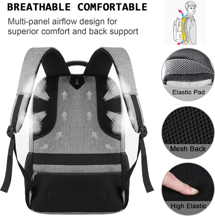 Commuter-friendly anti-theft backpack, water-resistant & with USB charging feature.