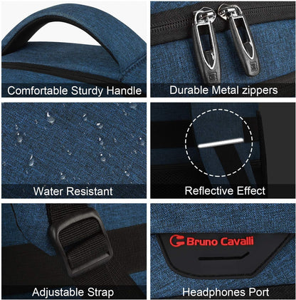 Slim water-resistant anti-theft backpack, perfect for students carrying laptops & devices.