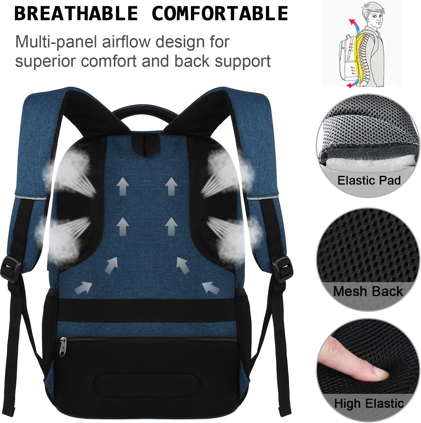 Durable travel backpack for men & women, features USB charging & laptop compartment.
