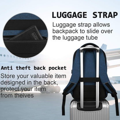 Secure laptop bag with hidden zippers & USB port, ideal for urban commuters.