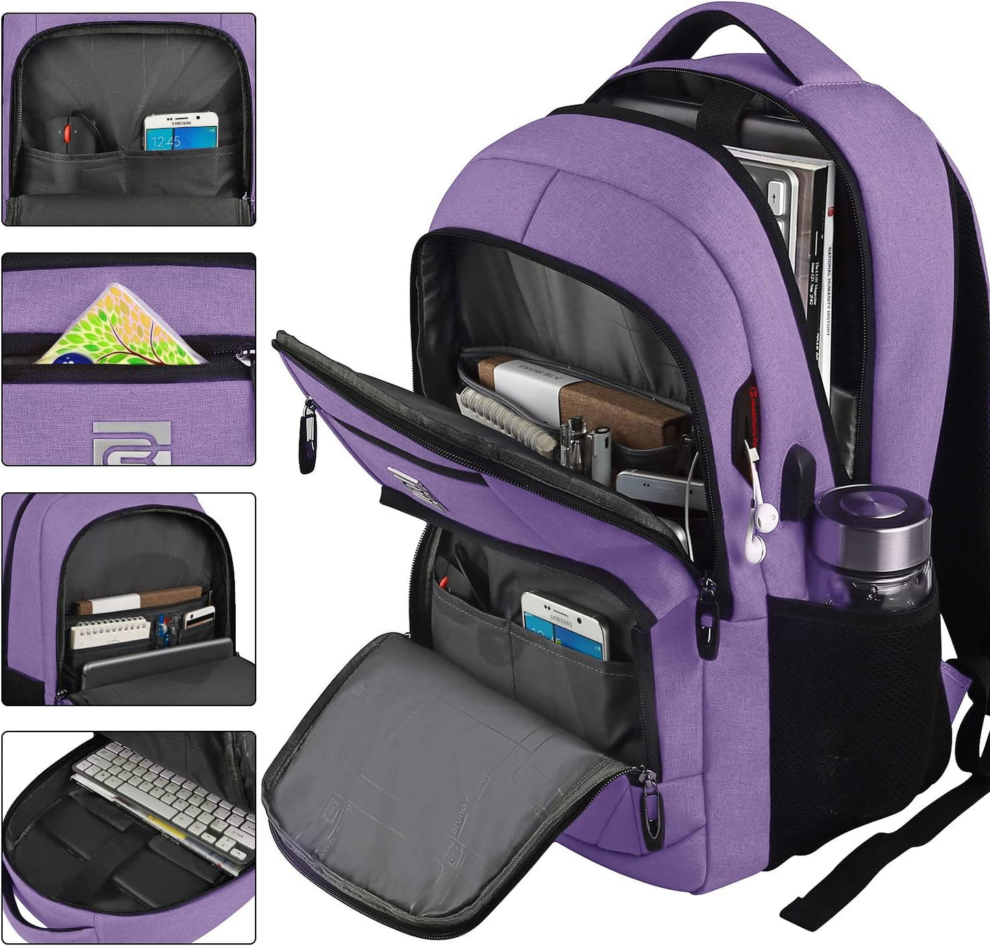 Modern slim backpack for laptops, includes anti-theft design & convenient USB charging.