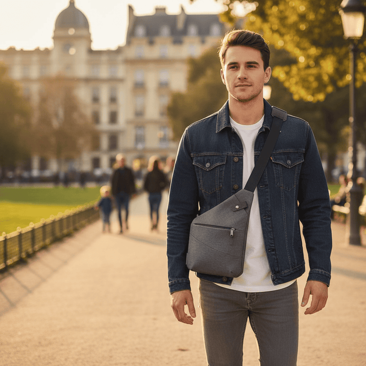 RFID protected anti-theft shoulder bag, lightweight unisex crossbody. Secure travel & everyday urban carry.