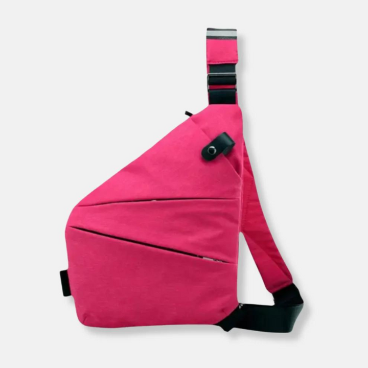 Compact anti-theft crossbody bag with RFID blocking and secret zippers, ideal for secure adventures.