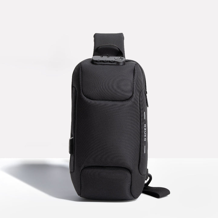 Unisex anti-theft sling bag with USB charging port. Secure crossbody for travel & everyday tech.