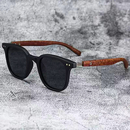 Arden unisex eyewear, offering superior UV protection with unique wood-grain temples & a modern, durable design.