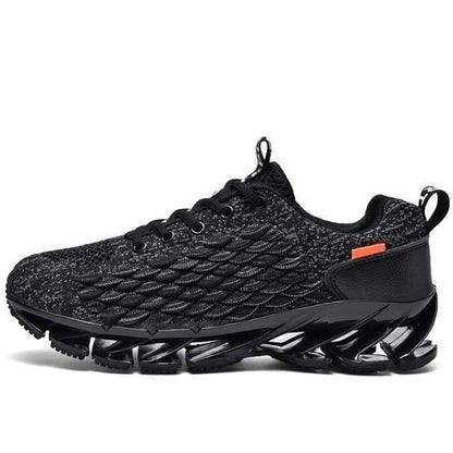 Breathable unisex training shoes, lace-up design, grey mesh fabric perfect for running and active wear.