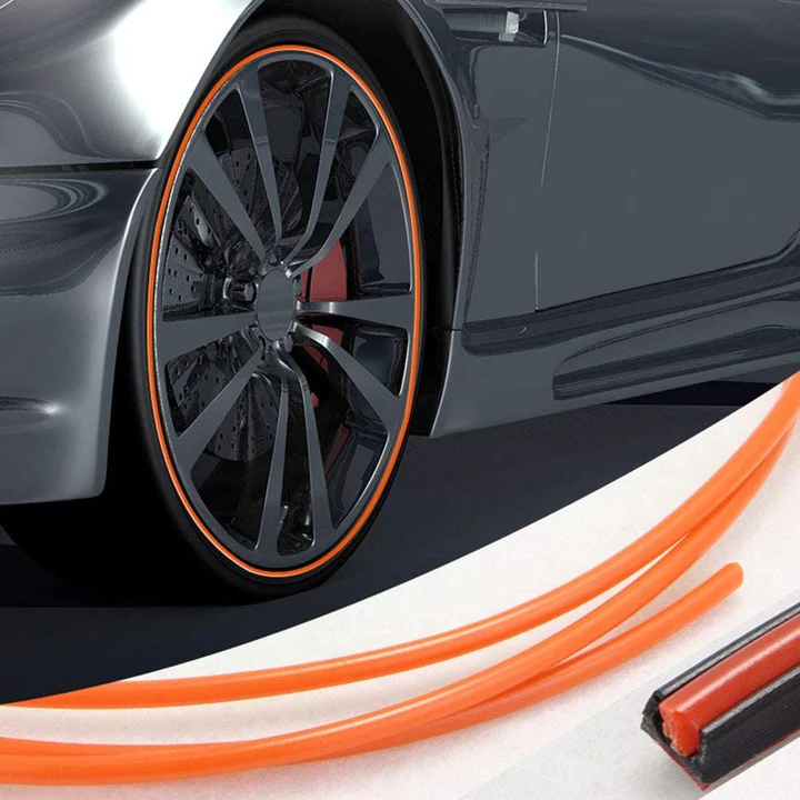 Unisex auto wheel rim protector kit for curb scrape guard. Universal fit car accessory for wheel & tire protection.