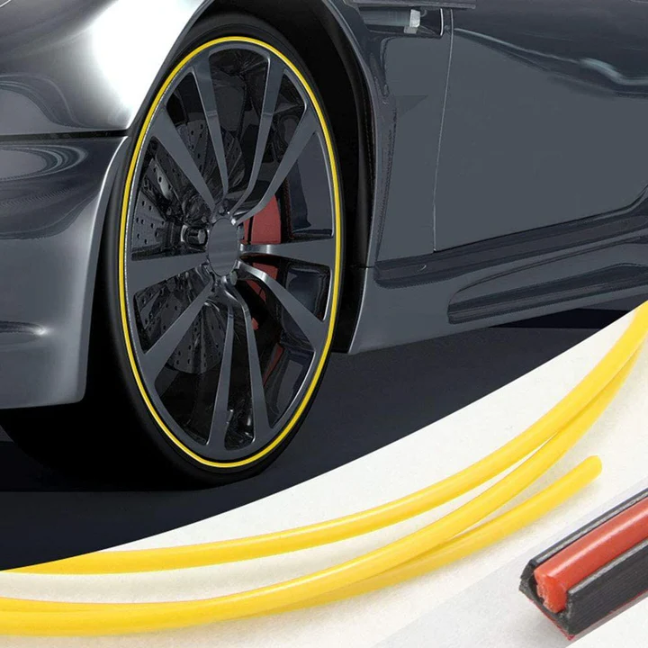 DIY wheel rim protector kit. Universal car accessory for curb protection, enhancing vehicle styling & auto care.