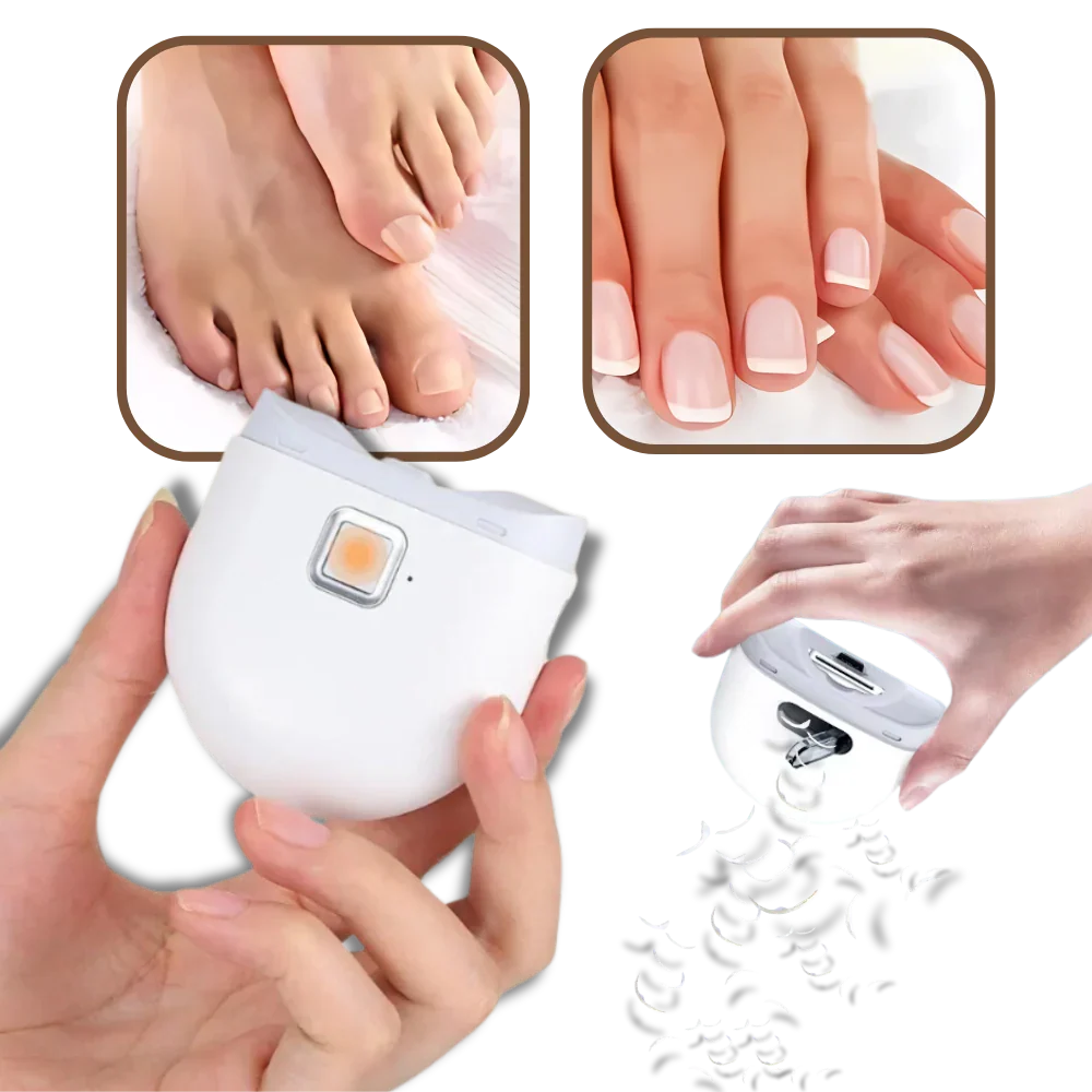 Portable rechargeable electric nail trimmer for personal grooming, featuring dual-speed operation.