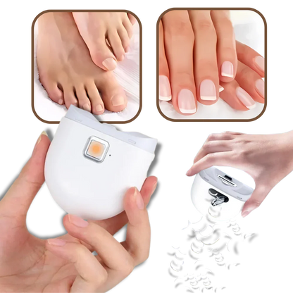 Portable rechargeable electric nail trimmer for personal grooming, featuring dual-speed operation.