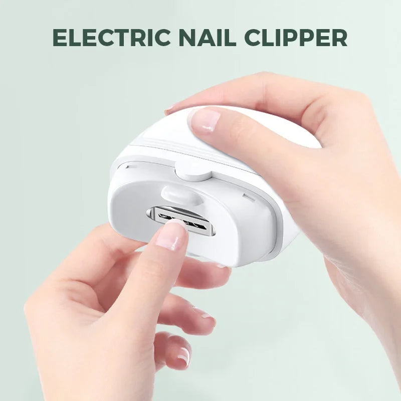 Electric nail clipper featuring automatic trimming, polishing, and built-in night light.