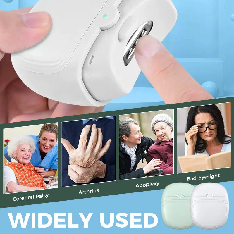 Automatic electric nail trimmer and polisher, an essential personal grooming device.