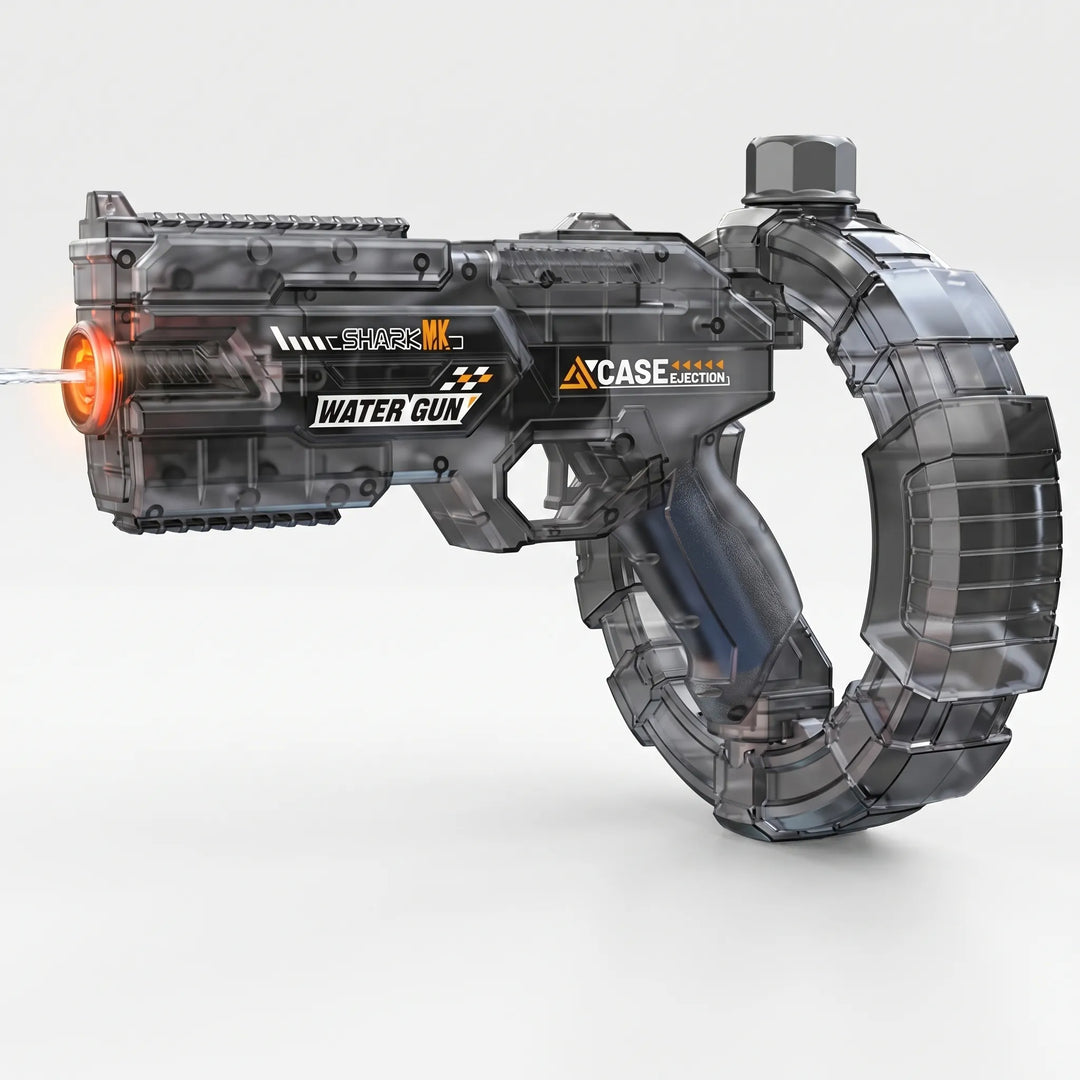 Experience ultimate summer fun with this electric water blaster; automatic shooting & dazzling light effects for all.