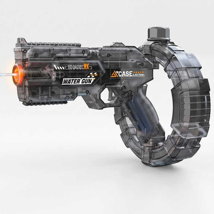 Experience ultimate summer fun with this electric water blaster; automatic shooting & dazzling light effects for all.