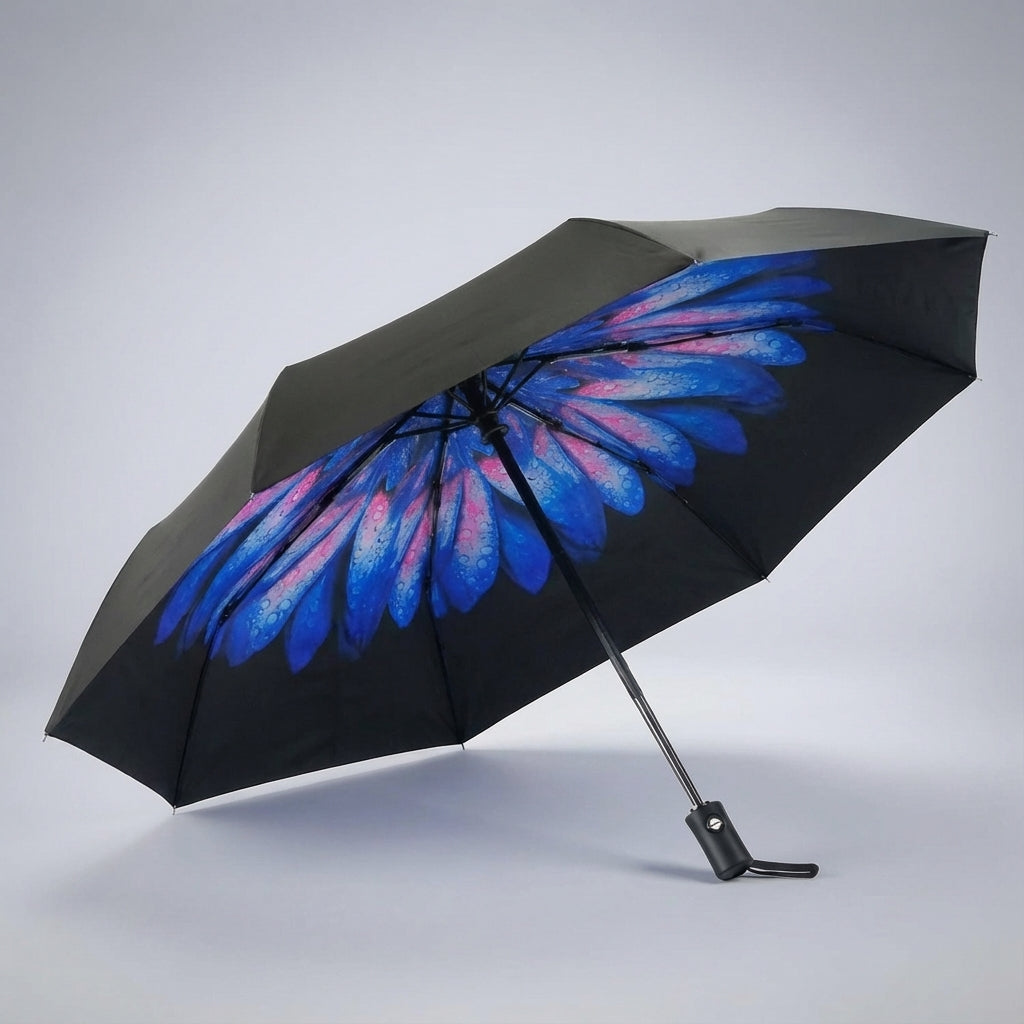 Durable automatic travel umbrella from Rainova, featuring a waterproof canopy for heavy rain.