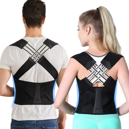 Unisex back posture corrector for spinal alignment & pain relief. Adjustable brace for improved back health.