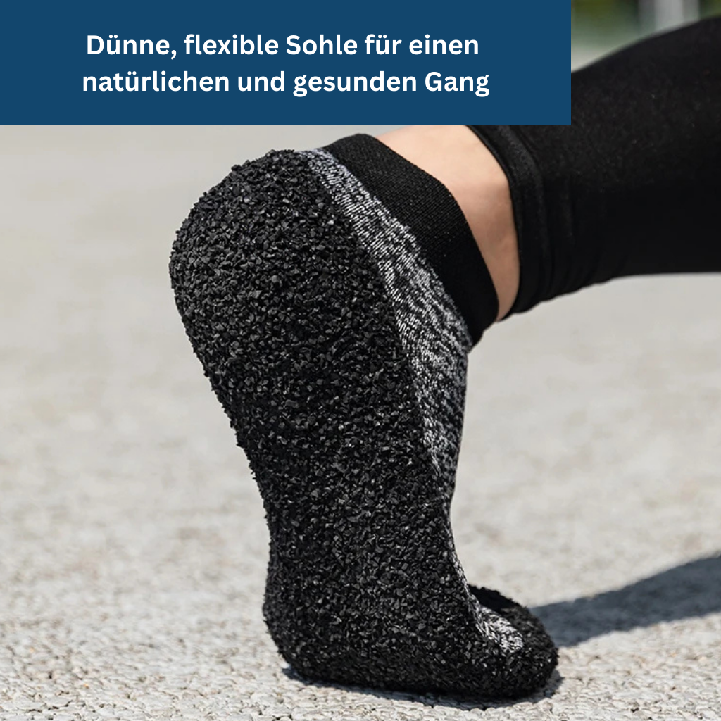 Close-up of flexible sole on unisex sock shoes, perfect for minimalist comfort.