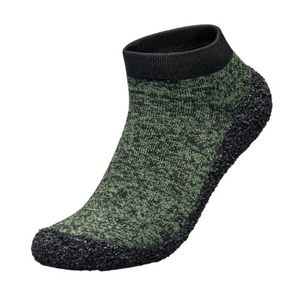 Athletic sock shoes in vibrant green, designed for barefoot feel and quick dry performance.