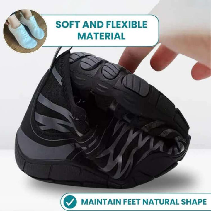 Minimalist walking shoes with wide toe box, unisex design, and ultra-flexible sole for comfort