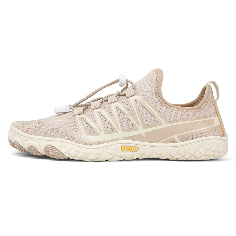 Lightweight flexible minimalist shoes, grey, ideal for natural running & daily wear.