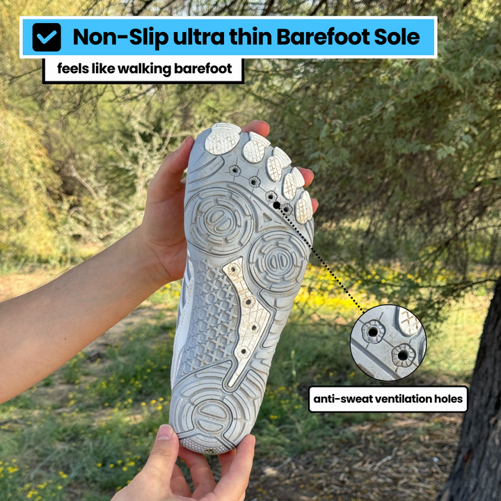 Unisex flexible athletic shoes, barefoot design, breathable for long runs.