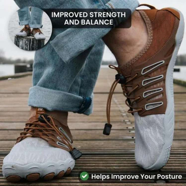 Minimalist unisex barefoot trail shoes, grey, breathable mesh for hiking and running
