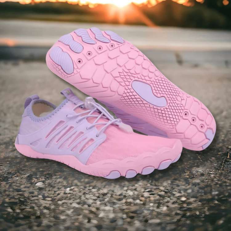 Assorted colors of unisex barefoot trail hiking shoes, non-slip & breathable, for outdoor adventures
