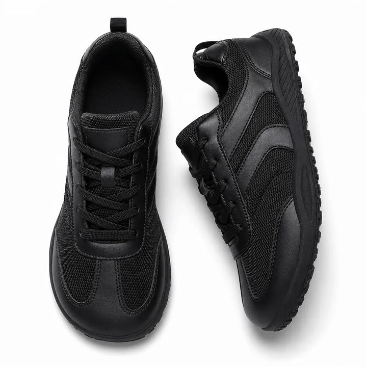 Rear view of unisex barefoot walking shoes, emphasizing stable design & non-slip sole for walking.